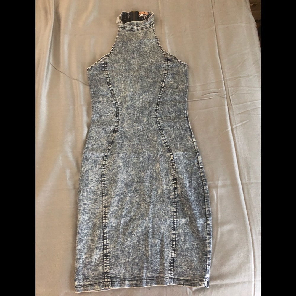 Acid wash denim dress